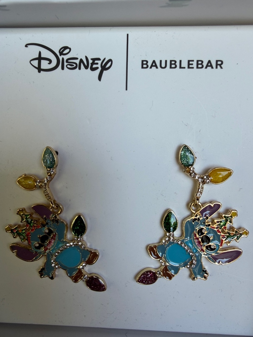 Disney BaubleBar Multicolor Stitch Enamel Drop Earrings NIB - Picture 3 of 3